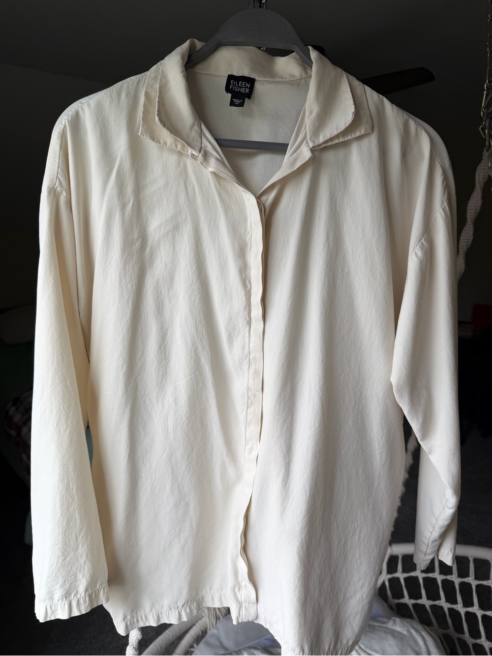 Eileen Fisher Off-White Relaxed Button-Up Top